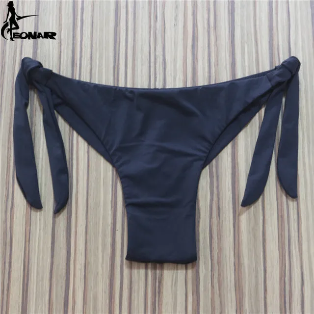 2017 Sexy Solid Thong Bikini Brazilian Cut Swimwear Women Bottom Adjustable Briefs Swimsuit Panties Underwear Thong Bathing Suit