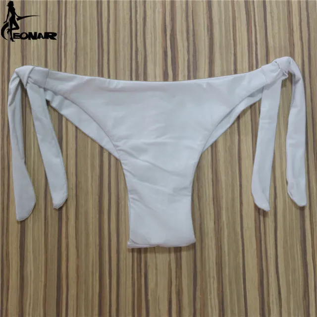 2017 Sexy Solid Thong Bikini Brazilian Cut Swimwear Women Bottom Adjustable Briefs Swimsuit Panties Underwear Thong Bathing Suit