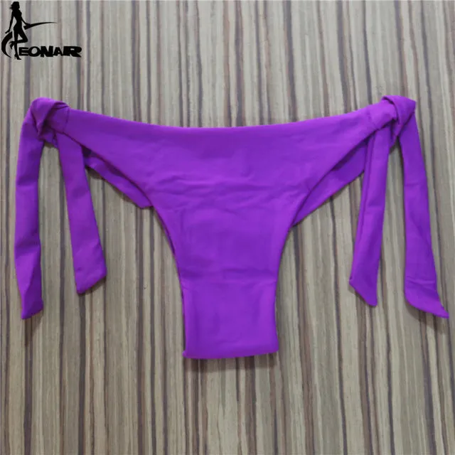 2017 Sexy Solid Thong Bikini Brazilian Cut Swimwear Women Bottom Adjustable Briefs Swimsuit Panties Underwear Thong Bathing Suit