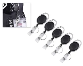 5 Pcs Retractable Badge Holders for Key Cards - Black