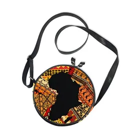 Afrika Map On Ethnic Pattern Round Crossbody Bag