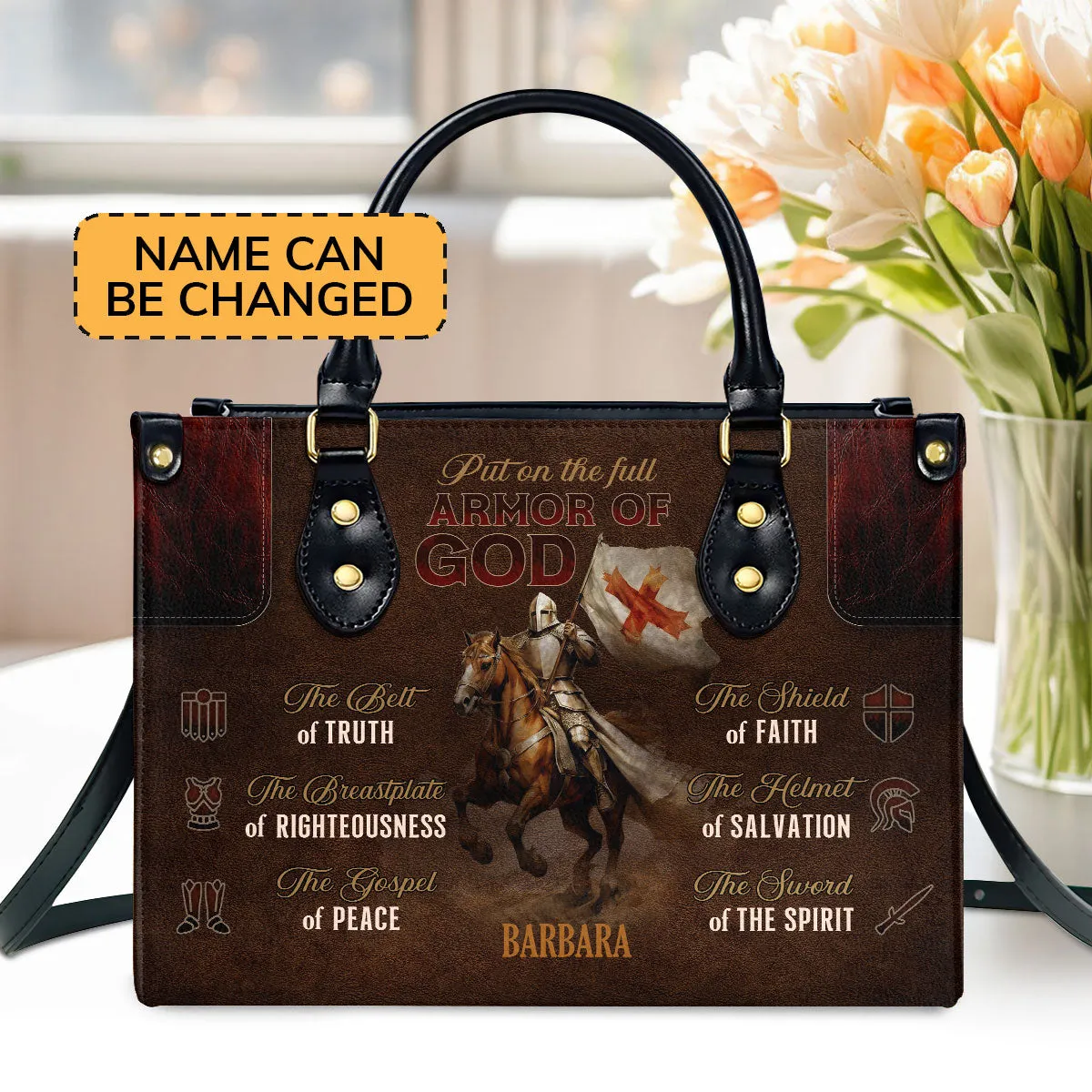 Armor Of God Personalized Leather Handbag For Women