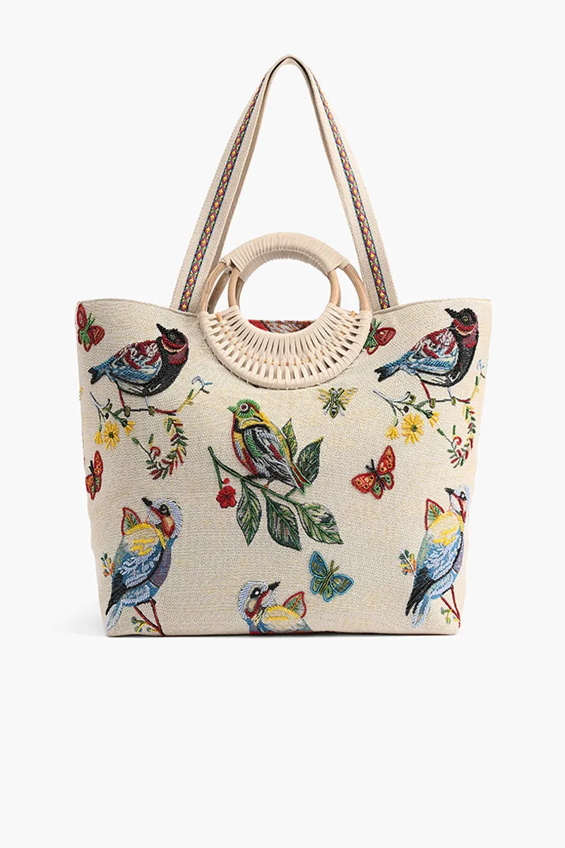 Birds in Paradise Hand Beaded Tote For Women