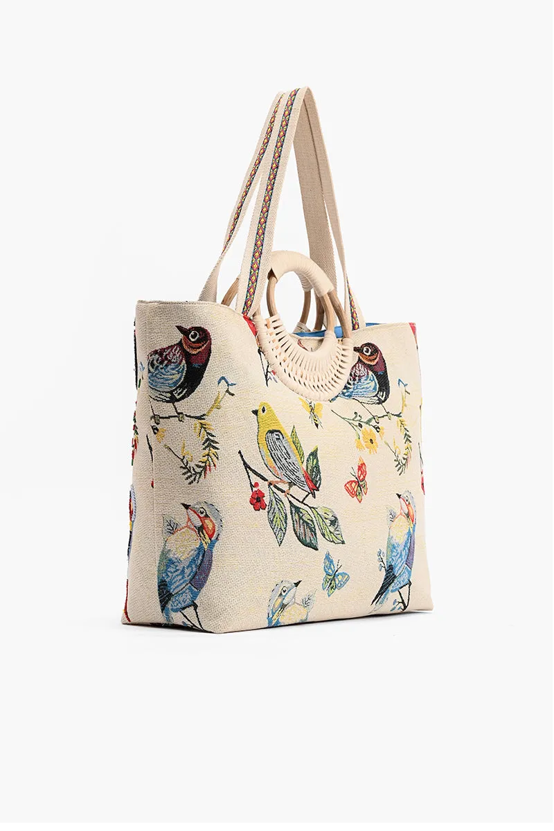 Birds in Paradise Hand Beaded Tote For Women