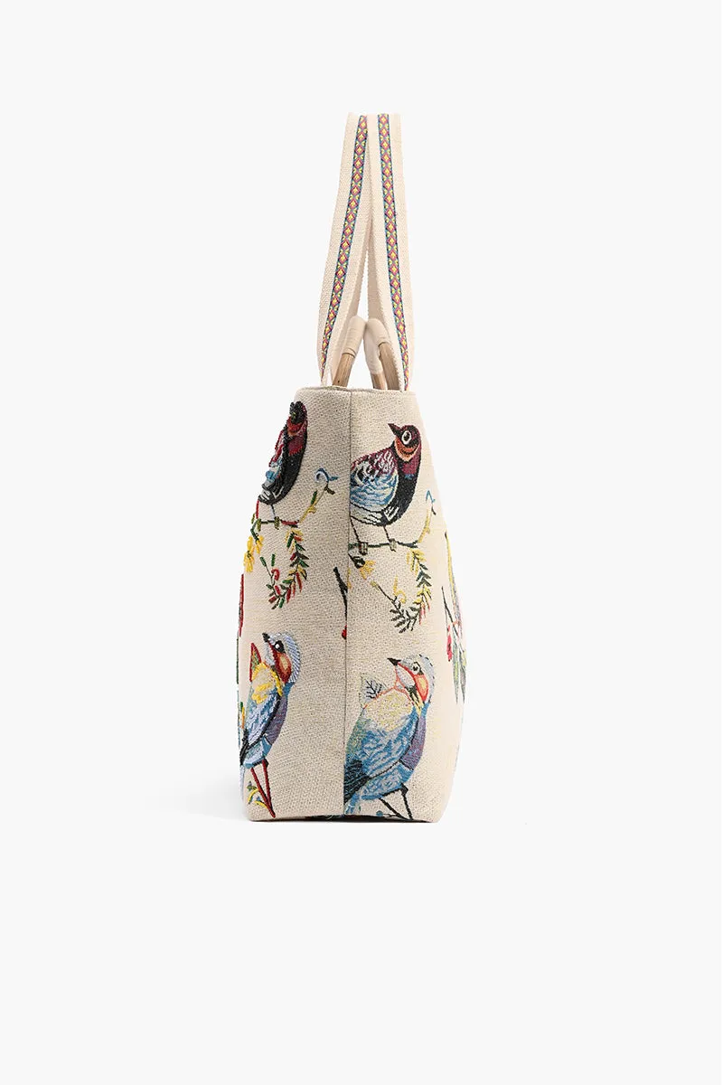 Birds in Paradise Hand Beaded Tote For Women