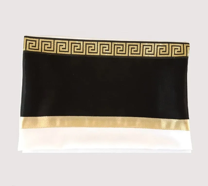 Black and Gold Geometric Decoration Bar Mitzvah Tallit Set, Modern Tallit, Tzitzit Tallit from Israel