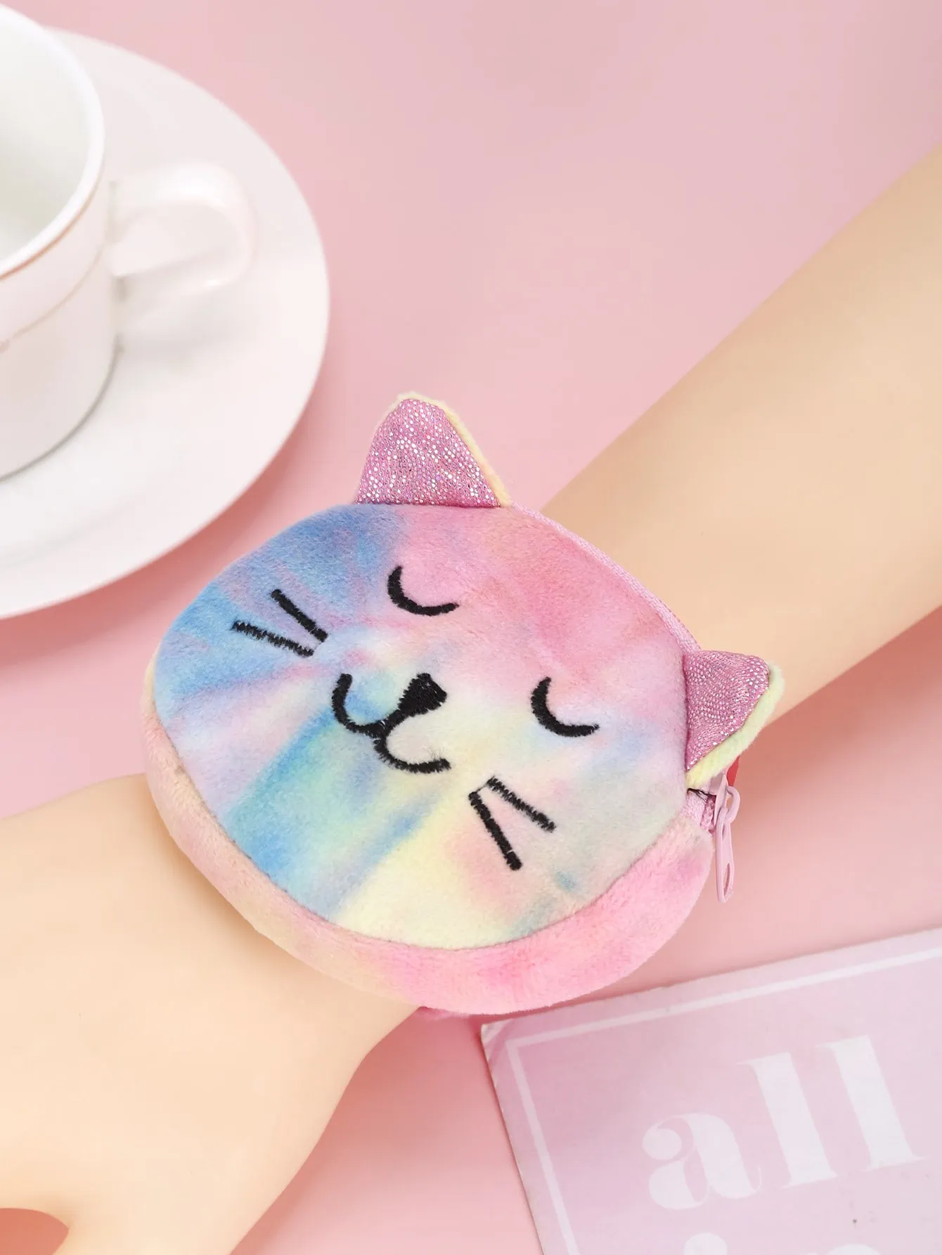 Cat Purse With Slap Band Zipper Coin Purse Change Pouch Coin Case Small Wallet