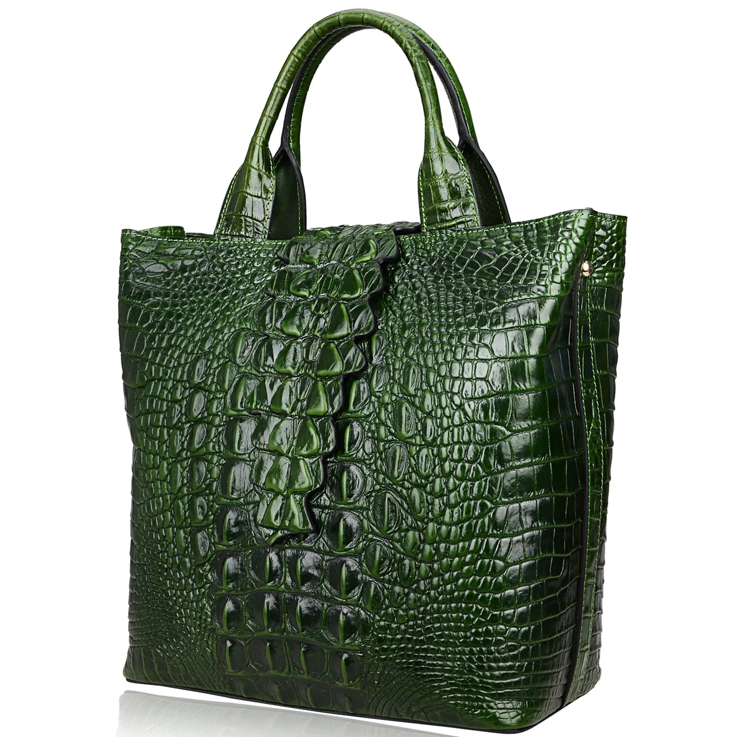 Crocodile Top Handle Handbag