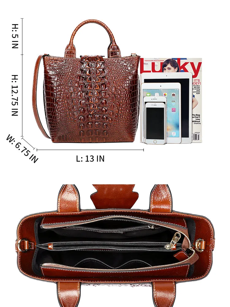 Crocodile Top Handle Handbag