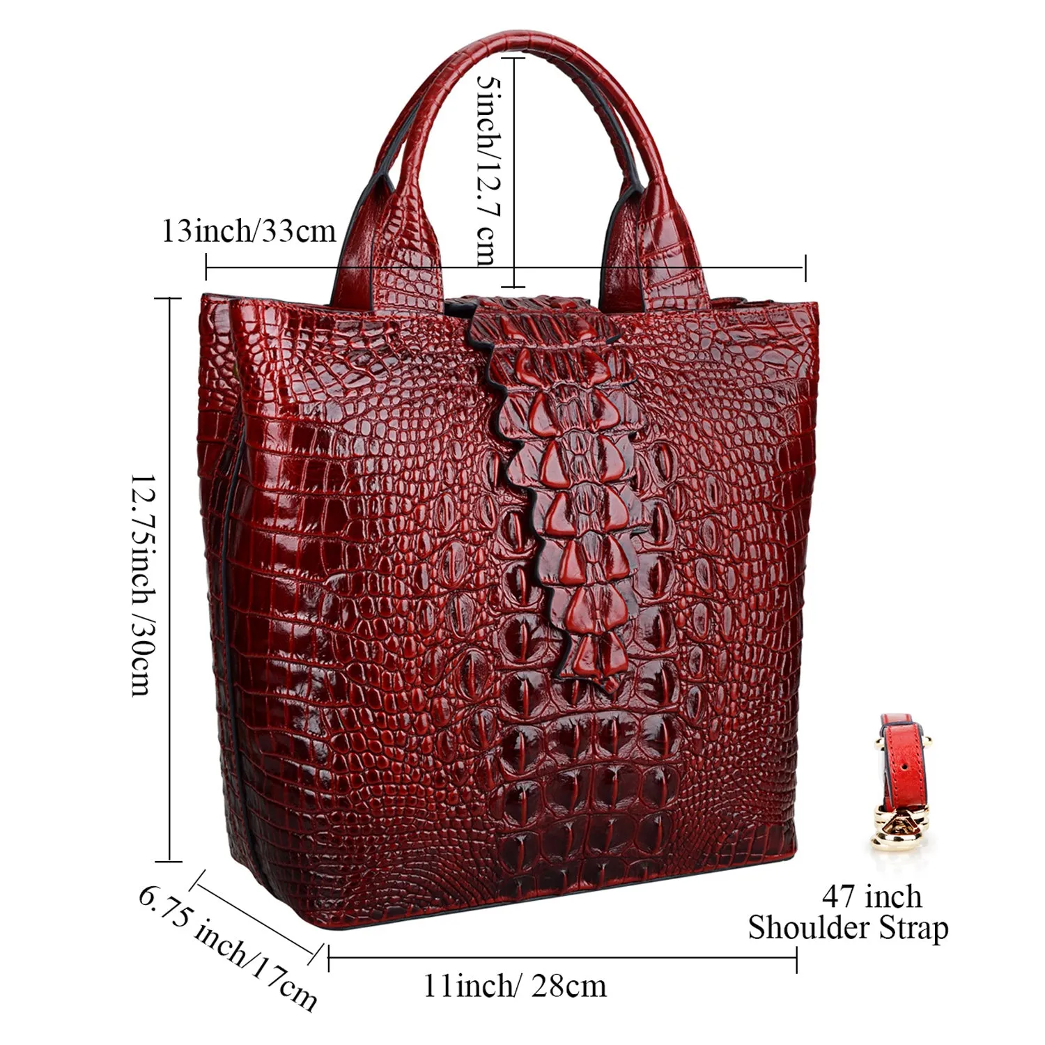 Crocodile Top Handle Handbag