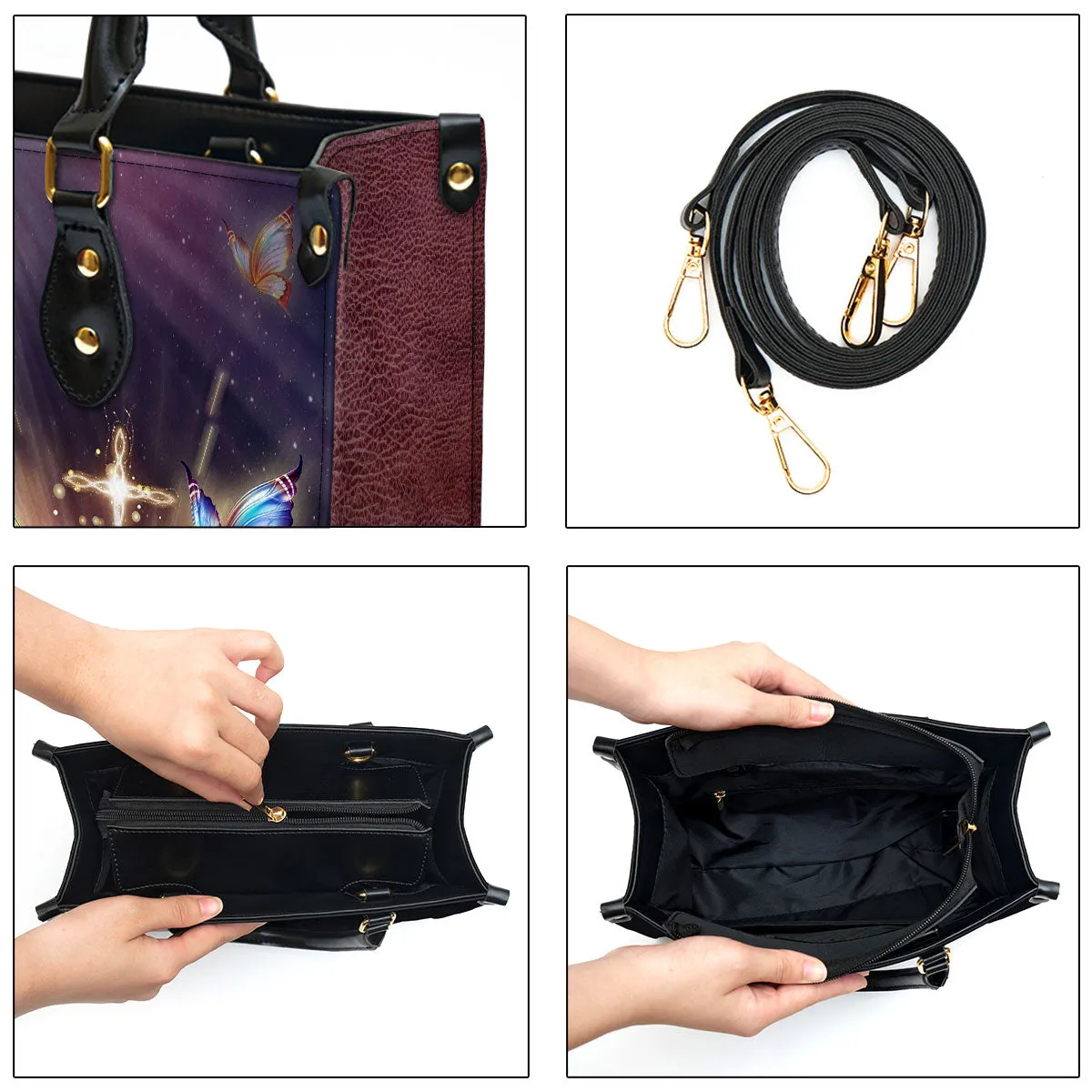 Elegant Butterfly Leather Bag - Life Is About Discovering Who God Created You To Be - Christian Pu Leather Bags For Women