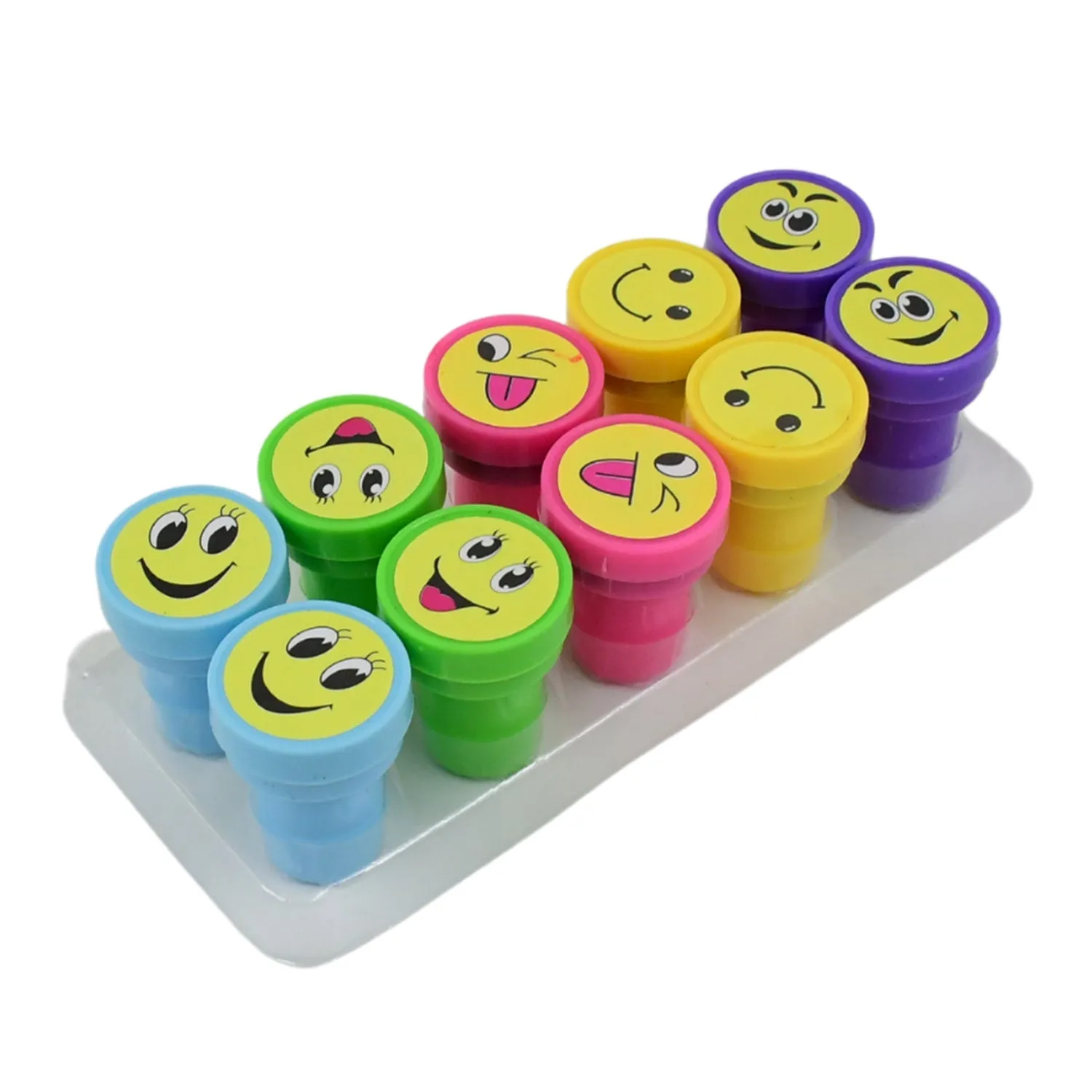 Emoticon Stamps 10 pieces in Round Shape Stamp (Multicolor / 10 Pc)