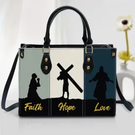 Faith Hope Love - Lovely Leather Bag - Christian Pu Leather Bags For Women