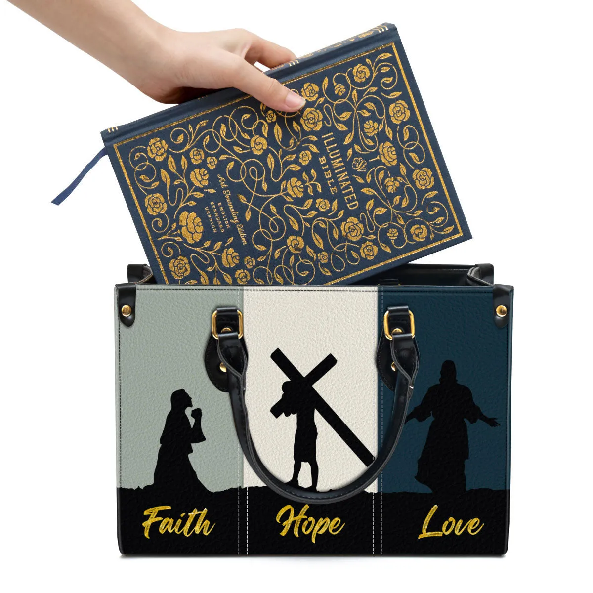 Faith Hope Love - Lovely Leather Bag - Christian Pu Leather Bags For Women