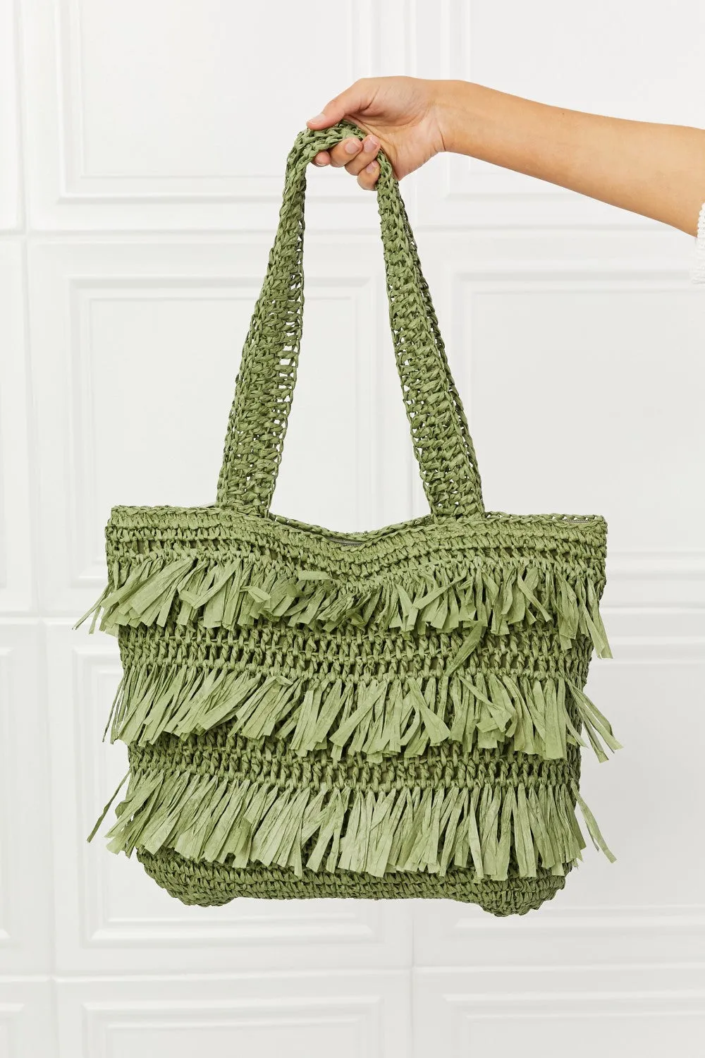 Fame The Last Straw Fringe Straw Tote Bag