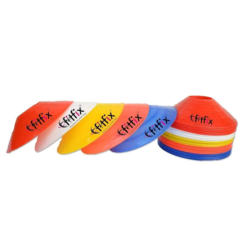 Fitfix Disc Cones with Carry Bag (Pack of 20 Cones) | Space Marker Agility Cones for Sports Training