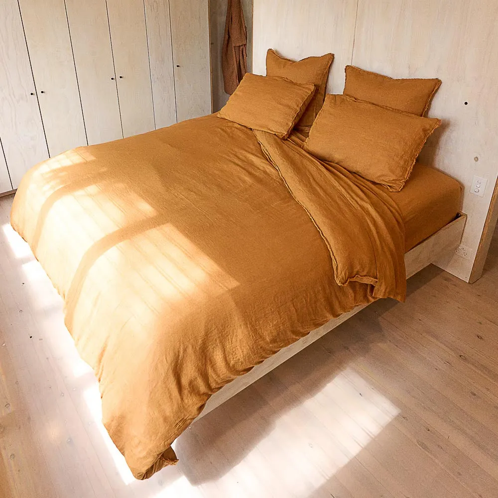 French Linen Duvet Cover - Ochre