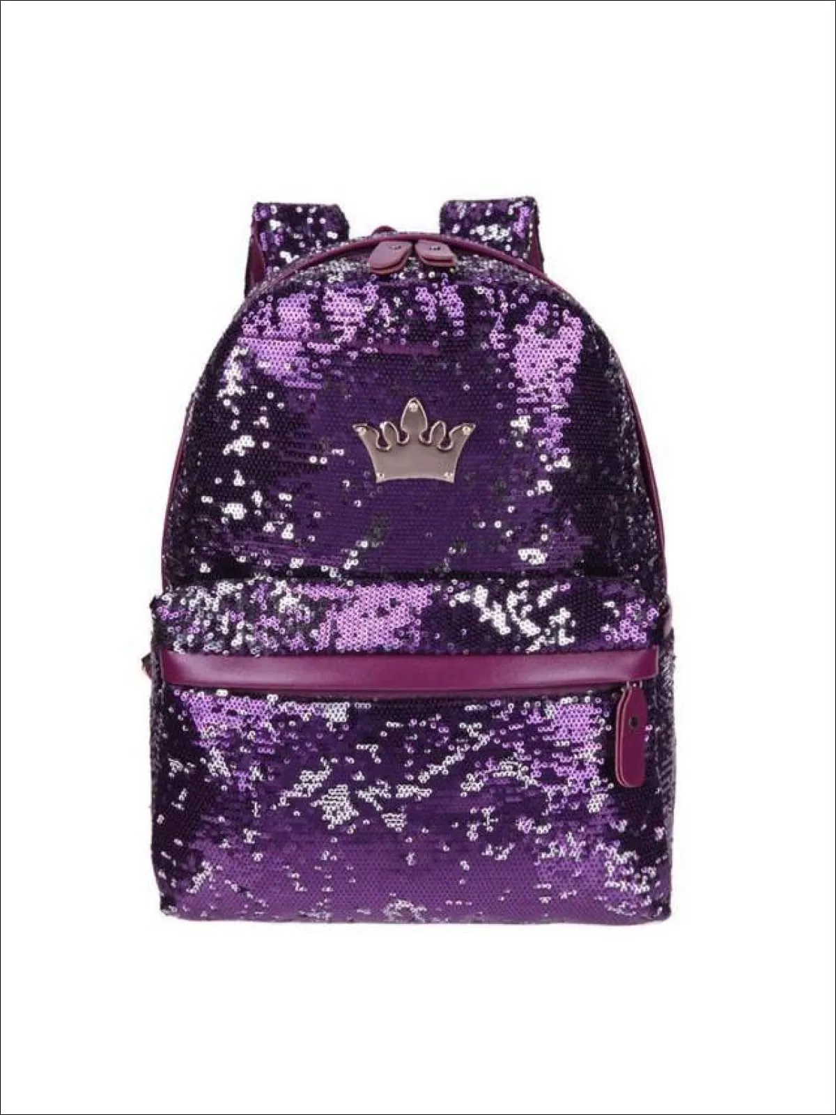 Girls 15" Sequined Backpack with Crown Applique