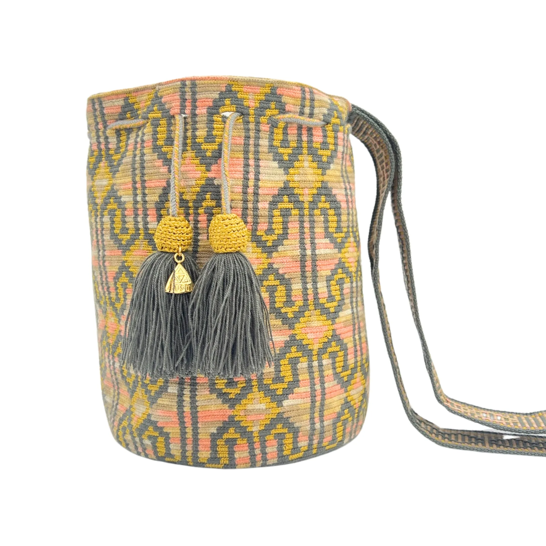 Grey Yellow Pink Medium Bucket