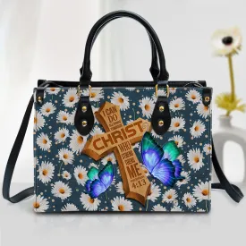 I Can Do All Things Through Christ Philippians 413 Zippered Leather Handbag With Handle Christ Gifts For Women Of God - Women Pu Leather Bag