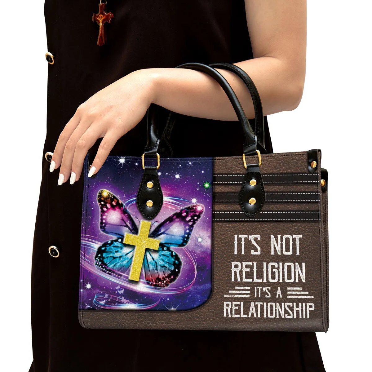 It's Not Religion It's A Relationship Butterfly Leather Handbag - Religious Gifts For Women - Women Pu Leather Bag