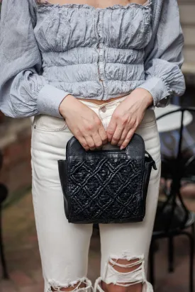 Juliette Mini Tote / Cross-body with Leather Crochet Woven Front