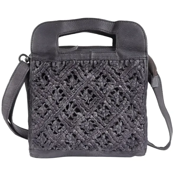 Juliette Mini Tote / Cross-body with Leather Crochet Woven Front