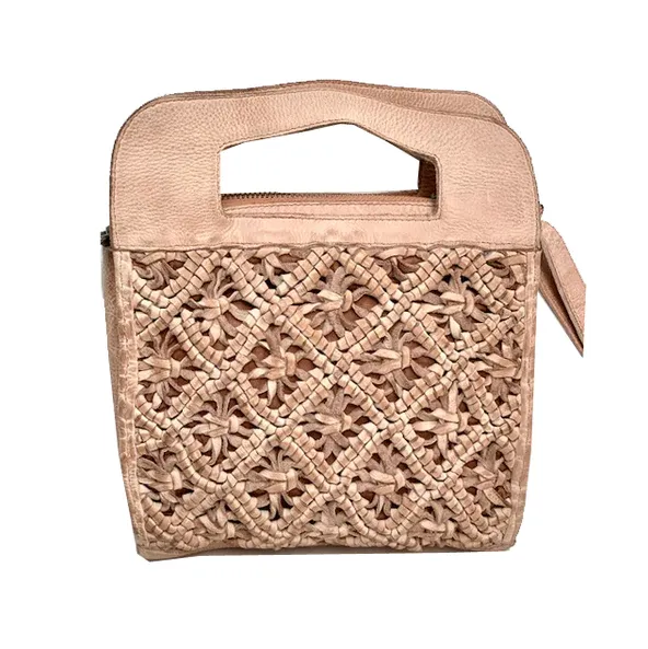 Juliette Mini Tote / Cross-body with Leather Crochet Woven Front