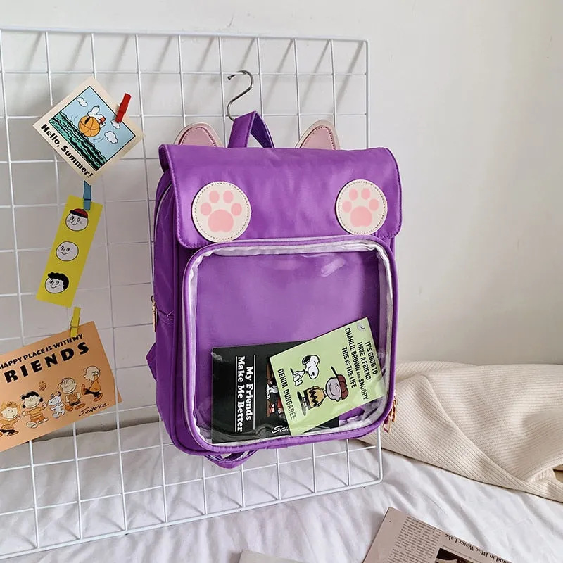 Kawaii Cat Ear Paw Print ITA Backpack