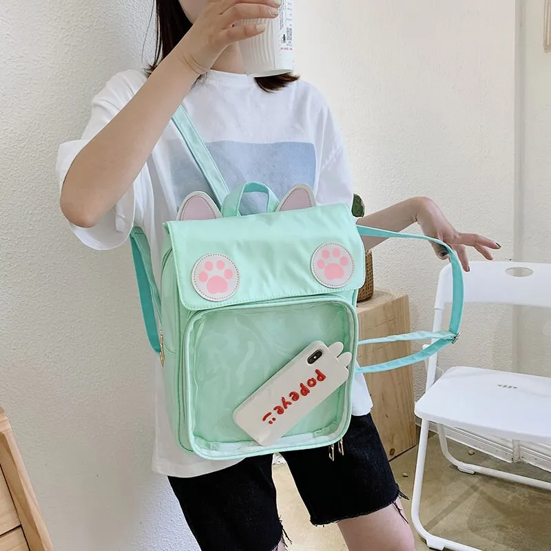 Kawaii Cat Ear Paw Print ITA Backpack