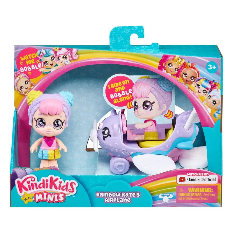 Kindi Kids Minis Doll And Vehicle Rainbow Kate's Airplane