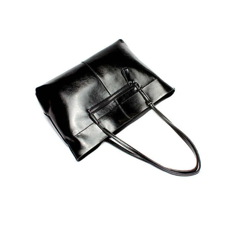 Leather Shoulder Tote Bag NZ - Elegant Oil Wax Tote for Women