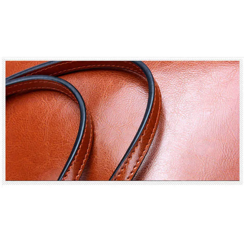 Leather Shoulder Tote Bag NZ - Elegant Oil Wax Tote for Women