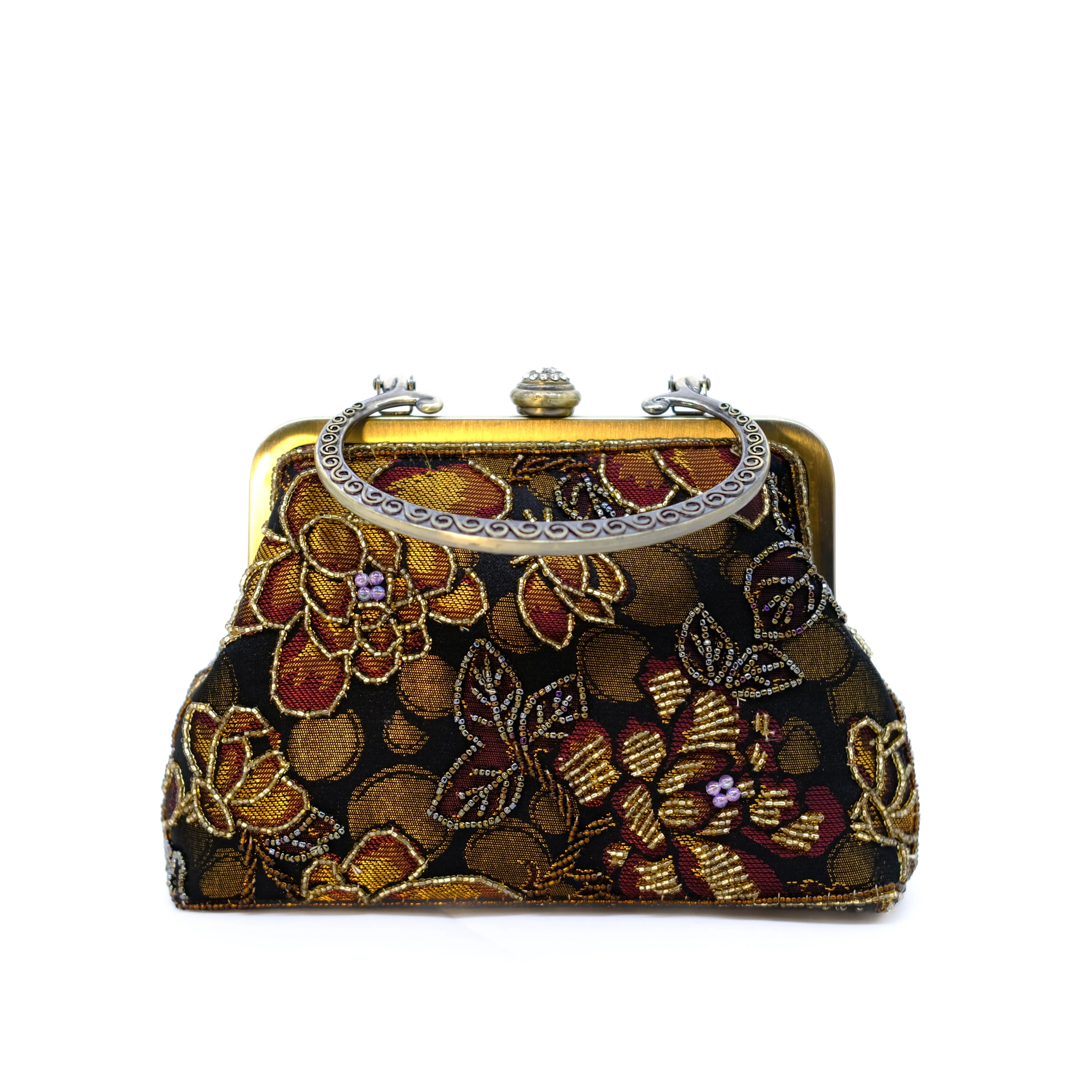 Metallic Beaded Floral Bag