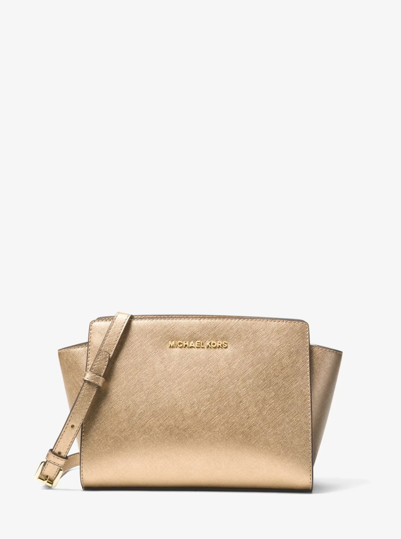 Michael Kors Selma Medium Metallic Leather Crossbody