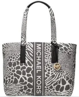 Michael Kors Women's Black Multi Logo The Michael Large Tote Bag