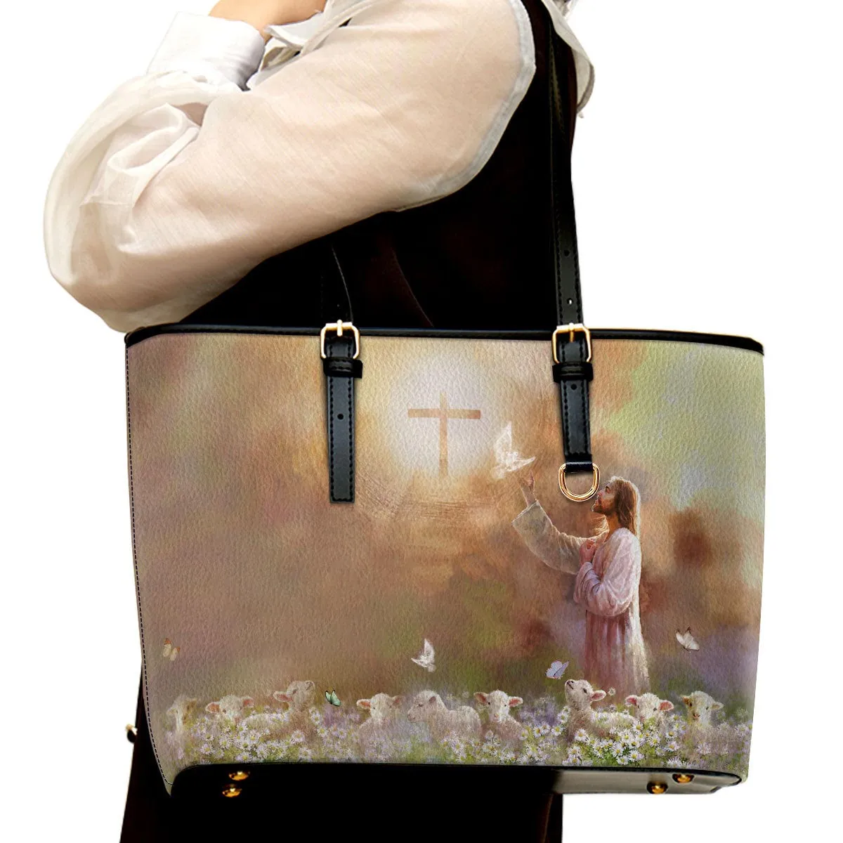 Nature Is The Lord‘s Artwork Large Pu Leather Tote Bag For Women - Mom Gifts For Mothers Day