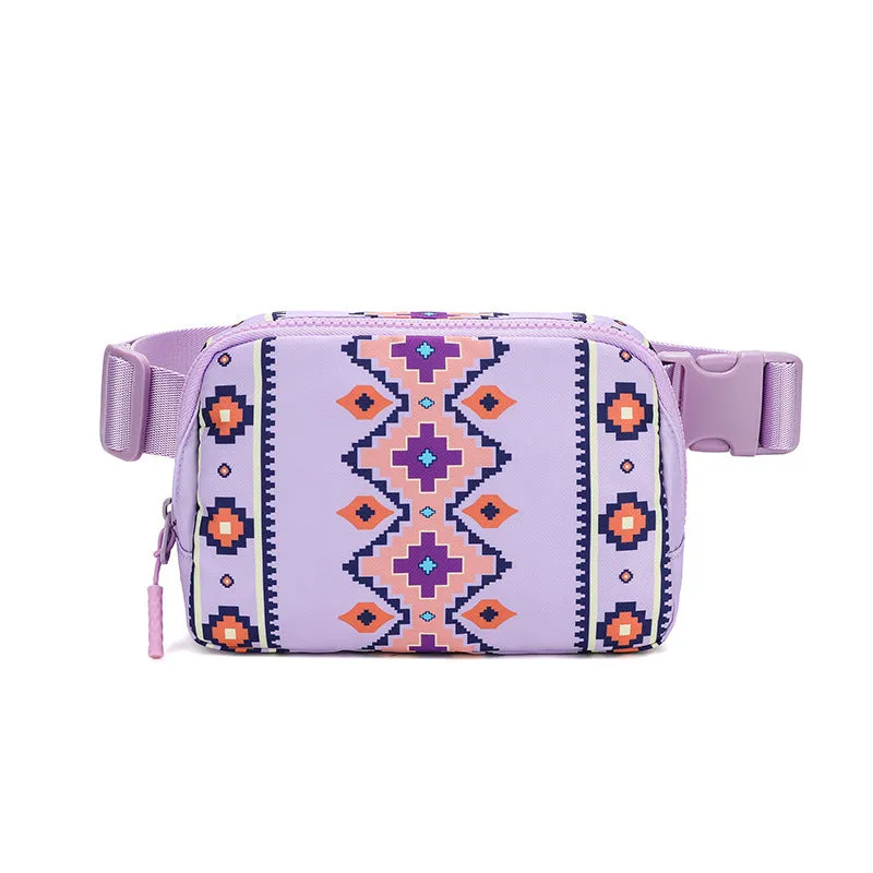 New Bohemian Print Waist Bag With Adjustable Shoulder Strap Fashion Casual Outdoor Running Crossbody Bag For Women