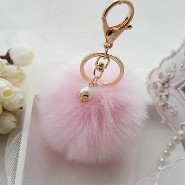 New Pendant Handbag Charm Key Ring Rabbit Fur Ball PomPom For Phone Car Bag Keychain