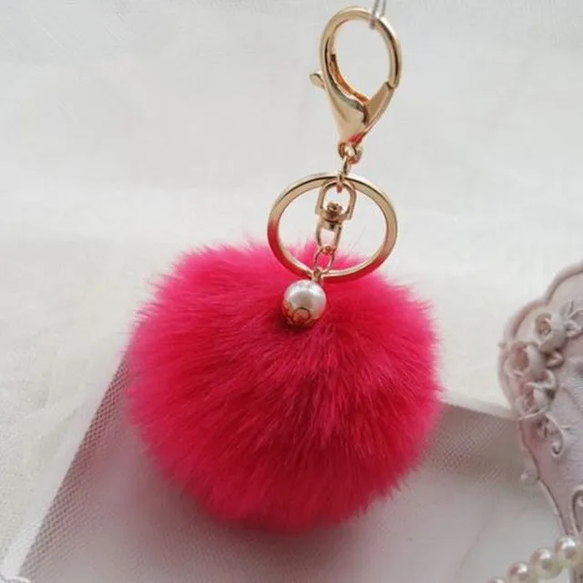 New Pendant Handbag Charm Key Ring Rabbit Fur Ball PomPom For Phone Car Bag Keychain