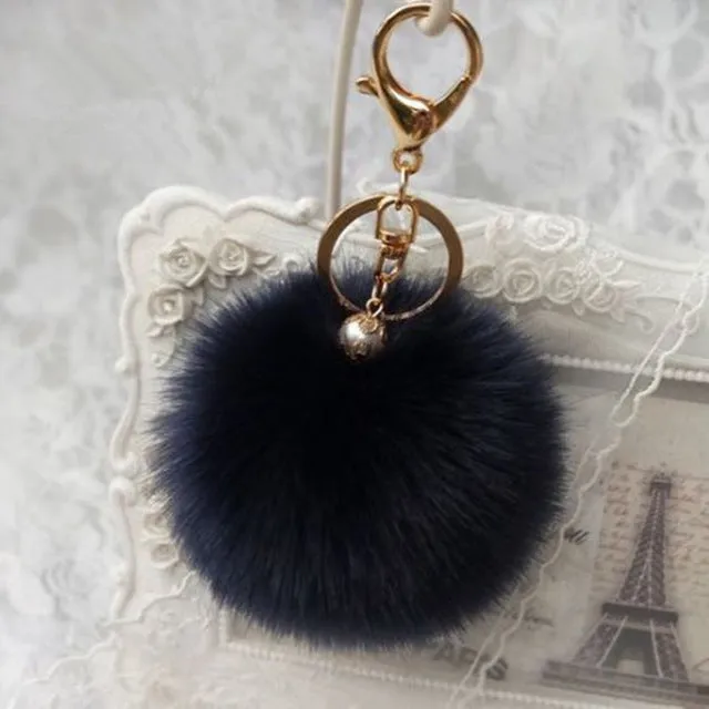 New Pendant Handbag Charm Key Ring Rabbit Fur Ball PomPom For Phone Car Bag Keychain