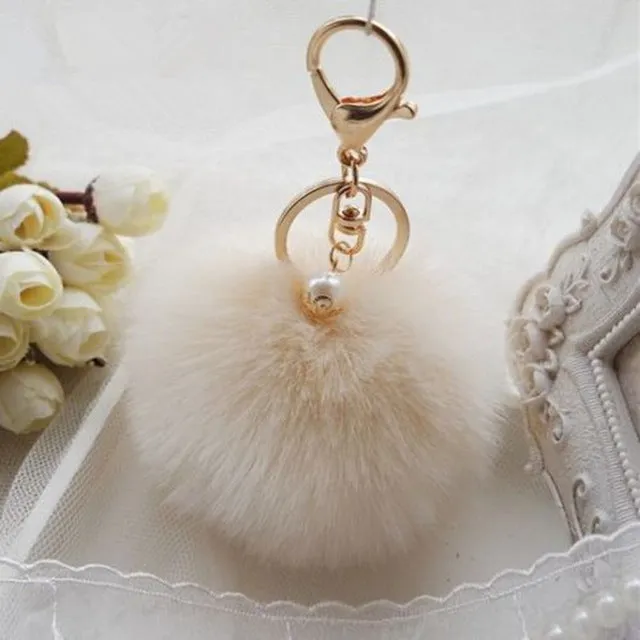 New Pendant Handbag Charm Key Ring Rabbit Fur Ball PomPom For Phone Car Bag Keychain