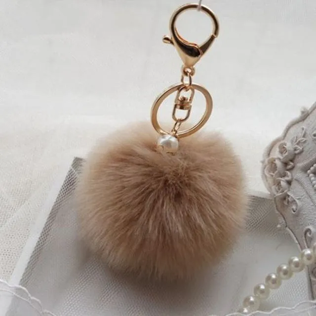 New Pendant Handbag Charm Key Ring Rabbit Fur Ball PomPom For Phone Car Bag Keychain