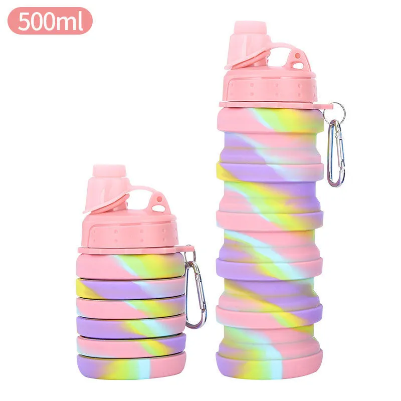 New silicone foldable sports water cup for men and women, retractable cup, creative outdoor travel bottle, portable cold water bottle