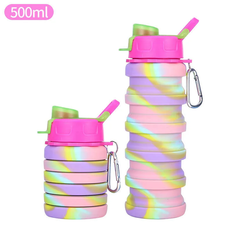 New silicone foldable sports water cup for men and women, retractable cup, creative outdoor travel bottle, portable cold water bottle