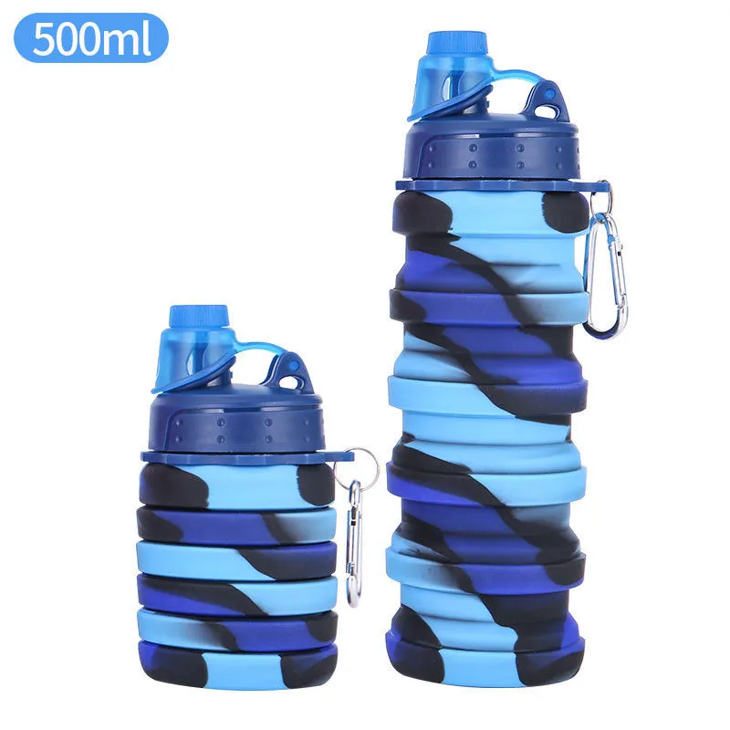 New silicone foldable sports water cup for men and women, retractable cup, creative outdoor travel bottle, portable cold water bottle