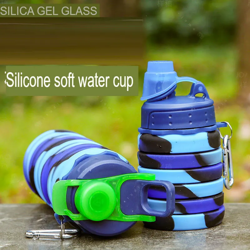 New silicone foldable sports water cup for men and women, retractable cup, creative outdoor travel bottle, portable cold water bottle