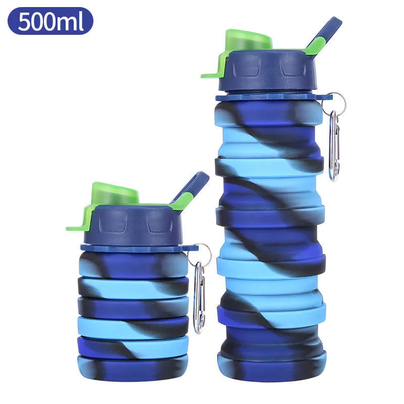 New silicone foldable sports water cup for men and women, retractable cup, creative outdoor travel bottle, portable cold water bottle