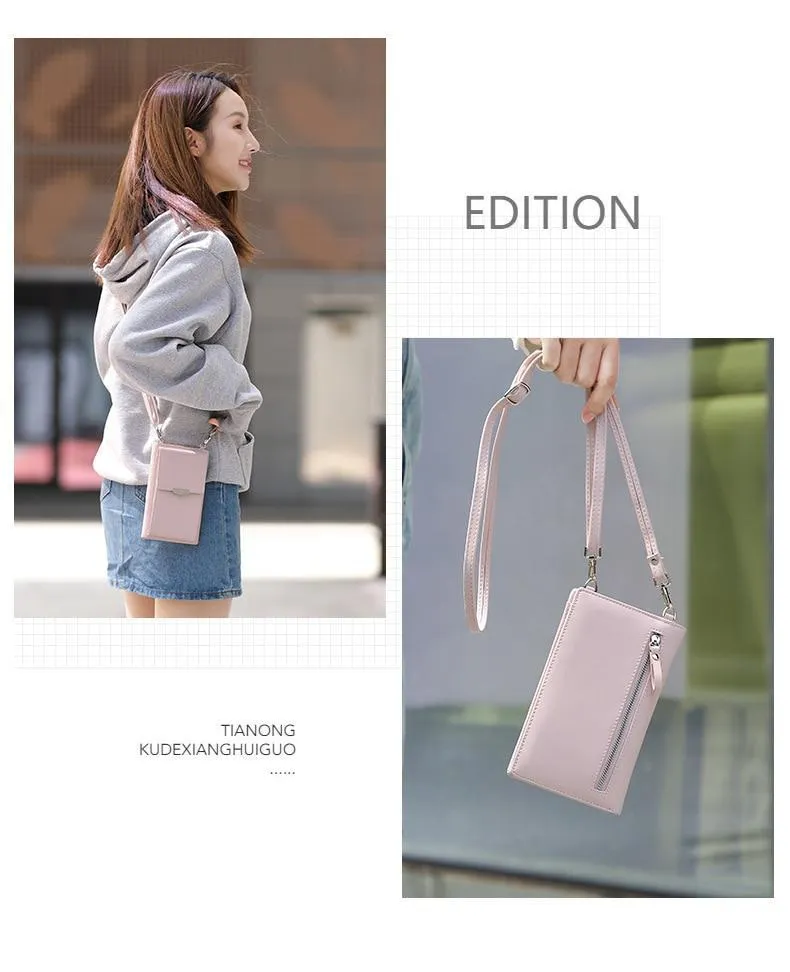 New Women Casual Wallet Brand Cell Phone Wallet Big Card Holders Wallet Handbag Purse Clutch Messenger Shoulder Straps Bag