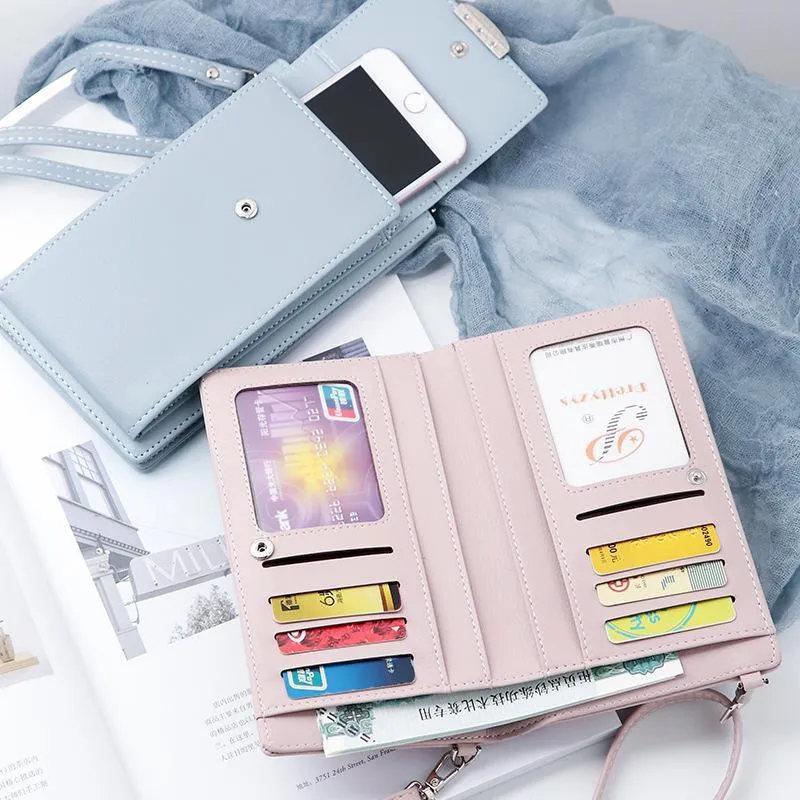 New Women Casual Wallet Brand Cell Phone Wallet Big Card Holders Wallet Handbag Purse Clutch Messenger Shoulder Straps Bag